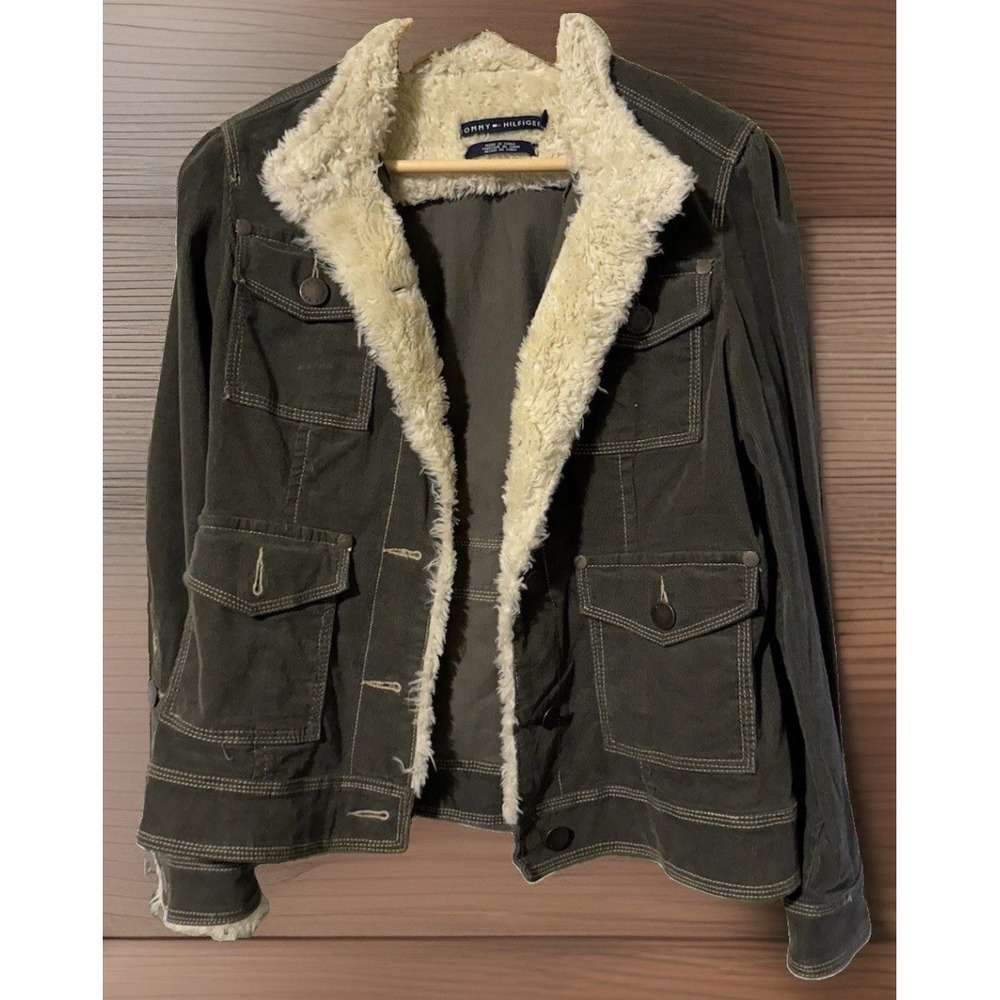 Tommy Hilfiger Women's Corduroy Jacket With Fur Outline